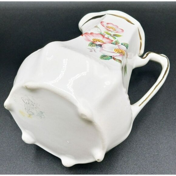 House of Webster Vintage Floral Pitcher 16oz Porcelain Gold Trim Victorian Style - Picture 2 of 15